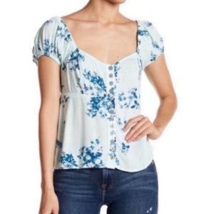 🆕 Free People Smocked Back Peasant Blouse. NWOT